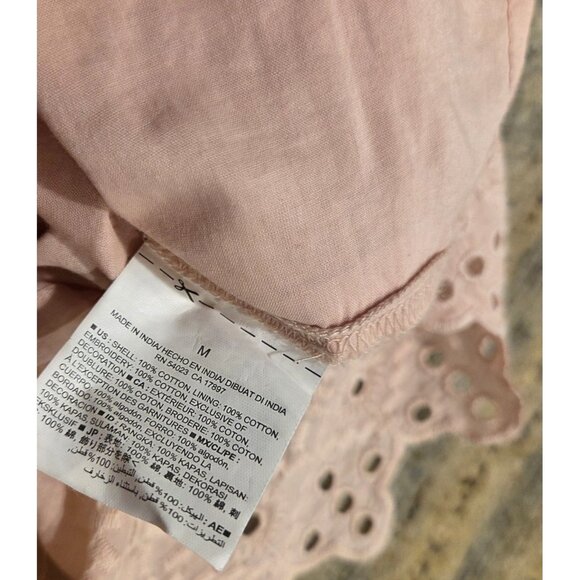 Old Navy Boho Embroidered Eyelet Cotton Midi Dress Size M Pink Blushin up - Picture 7 of 16